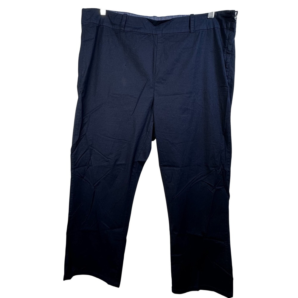 Fresh Produce‎ Navy Blue Cropped Side Zip Pants XL Cotton Stretch Straight Leg